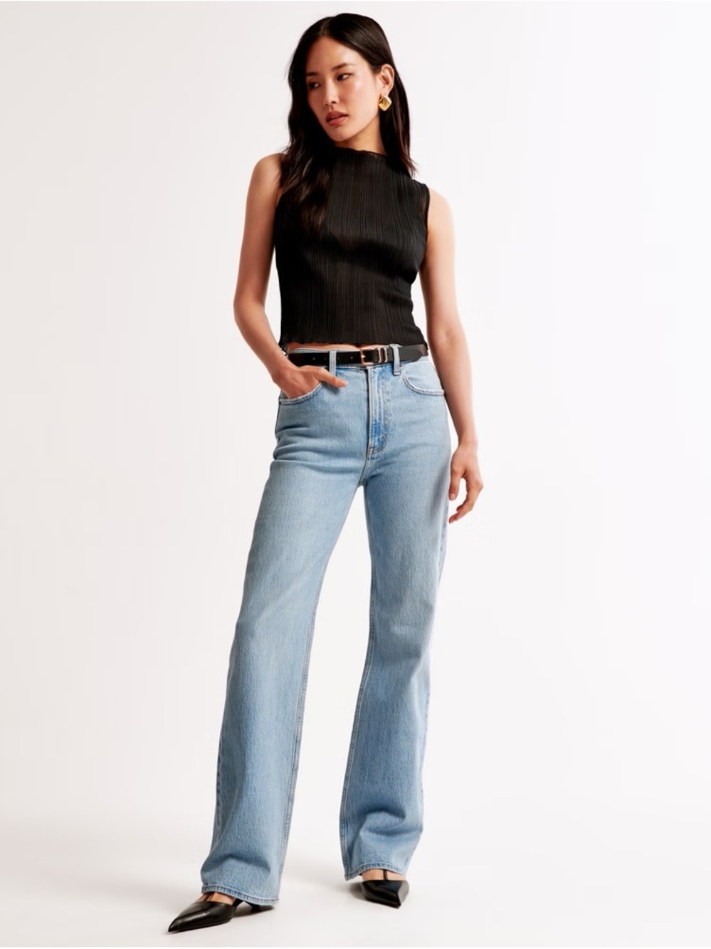 Abercrombie & Fitch Light Blue 90s relaxed Wide-Leg Jeans size 10 s